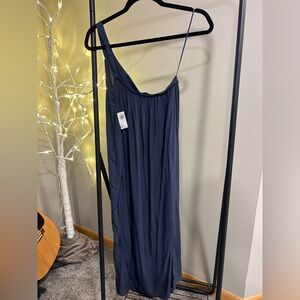 Elegant Navy Blue Maxi Dress. XS. One shoulder.